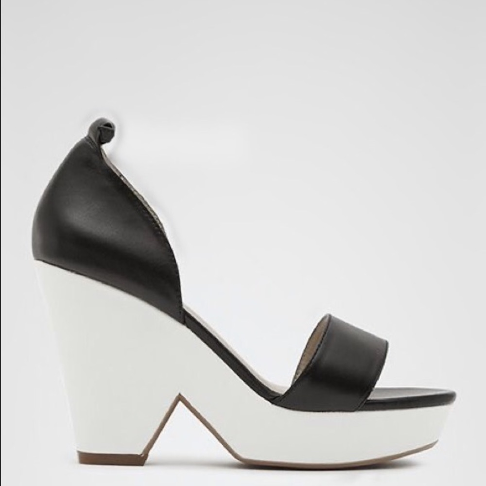 Reiss sz 41 US 10 Anna Black White Wedge Sandal
